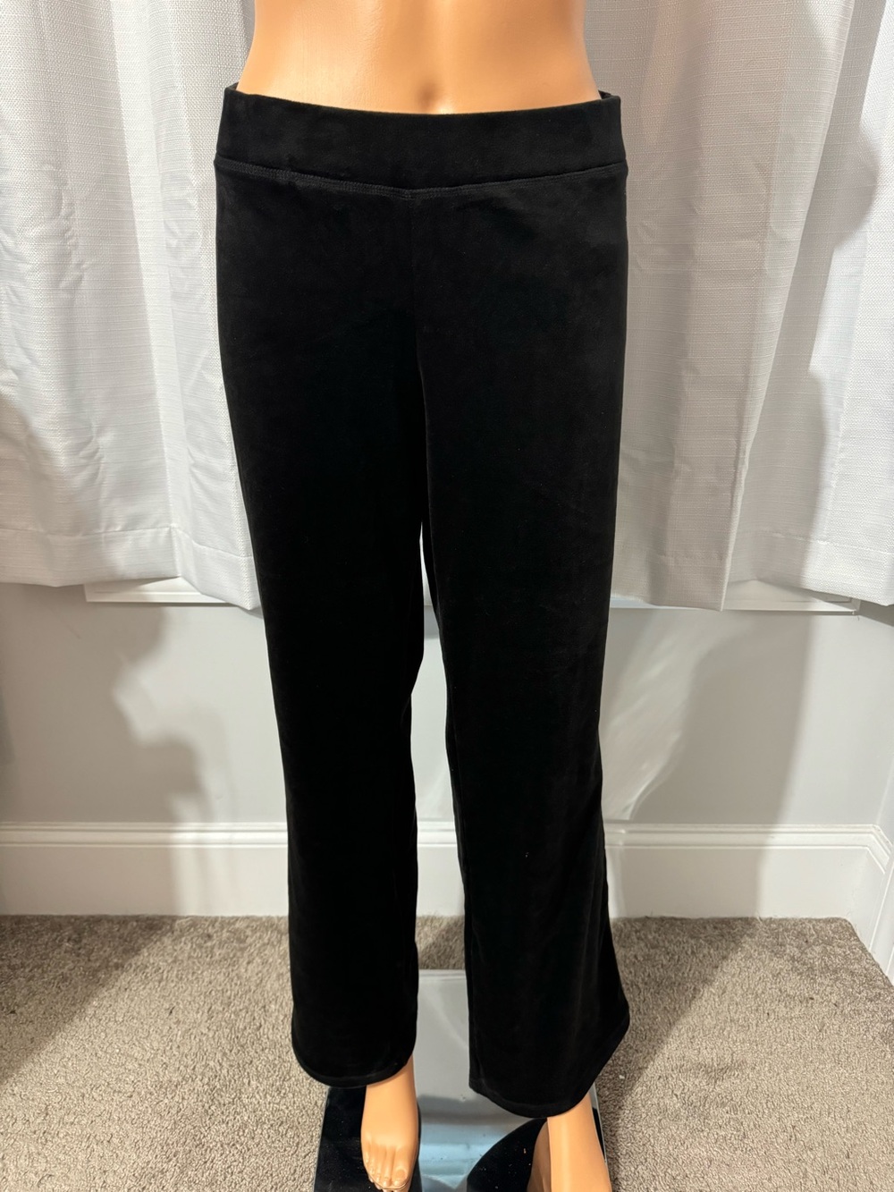 Cool Juicy Couture size L black velour pull on pants rhinestone logo new